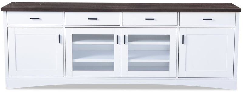 Emry 84\" TV Stand with Storage and Cable Management for TVs up to 90\"- White