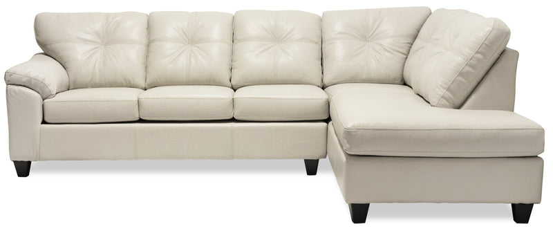 Made in Canada Addison 2-Piece Right-Facing Leather-Look Fabric Sectional with Removable Seat Cushions - Beige
