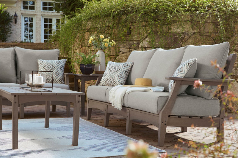 Cape Outdoor Patio Sofa - High Density Plastic & Nuvella Fabric, UV & Weather Resistant - Grey