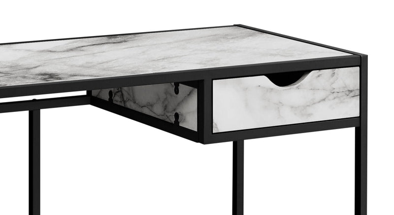 Everly 42.25\" Office Desk with Drawer - White Marble-Look