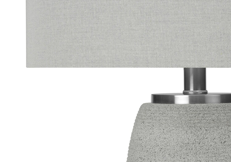 25\" Grey Ceramic with Silver Base Table Lamp