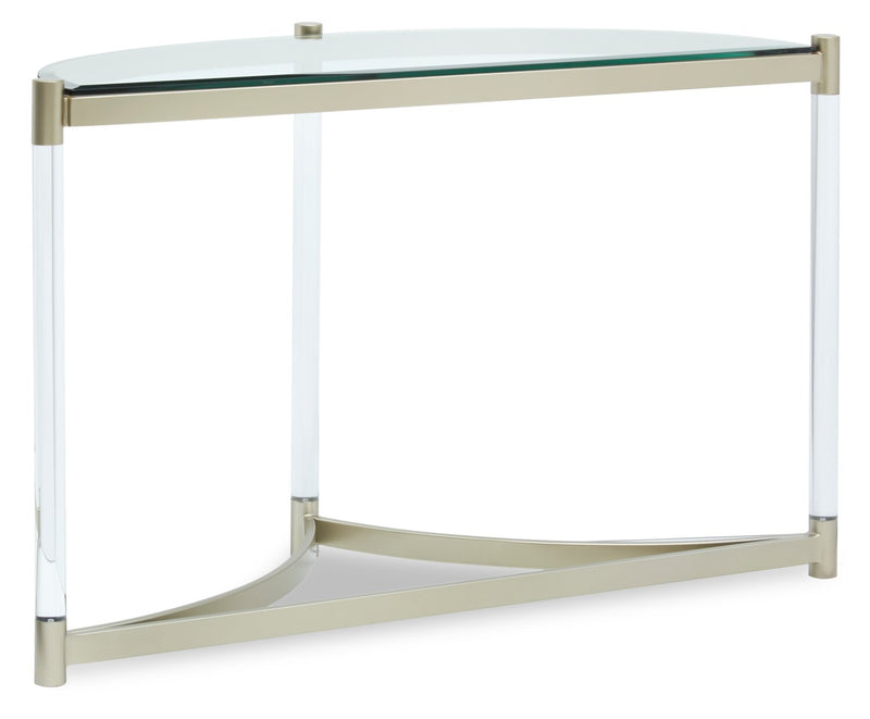 Silas  48\" Modern Glass Top Sofa Table - Platinum with Metal and Acrylic