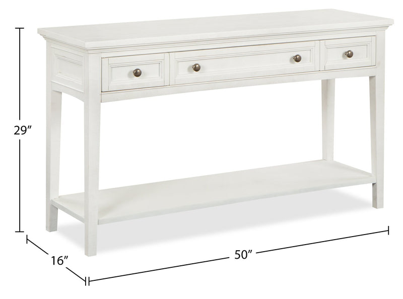 Heron Cove 50\" Traditional Sofa Table with Storage and Shelf - White Pine
