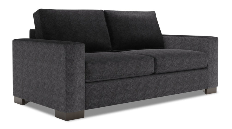 Made in Canada Customizable Sofa Lab Track 75\" Chenille Fabric Condo Size Sofa with Track Arms - Luxury Charcoal Grey