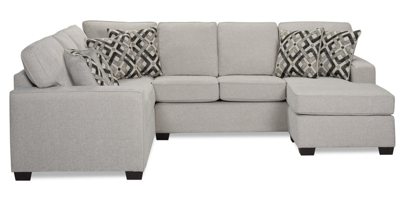 Made in Canada Verona 2-Piece Right-Facing Linen-Look Fabric Sectional with Removable Cushions - Beige