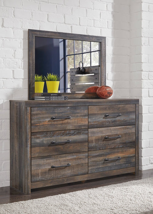 Abby 6pc Bedroom Set with Panel Bed, Dresser, Mirror & Nightstand, LED, USB, Brown - Queen Size