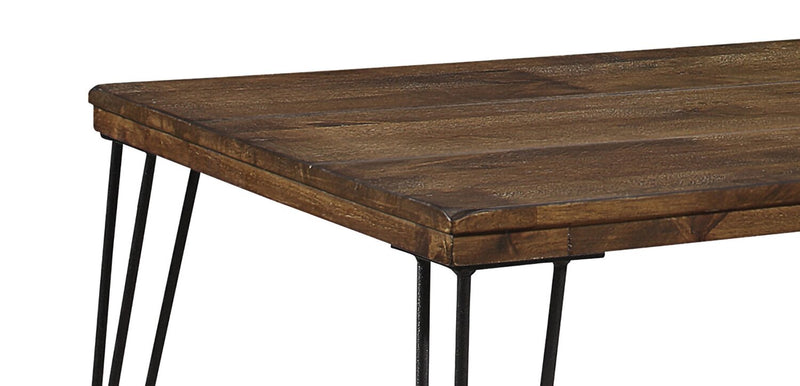 Woodland 23.4\" Rustic Coffee Table - Brown Oak Finish with Metal Legs