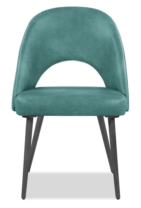 Kort & Co. Bay Dining Chair with Vegan Leather Fabric, Metal - Aqua