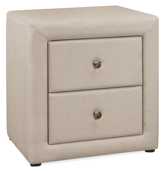 Zara Upholstered Bedside 2-Drawer Nightstand, 20.5\"W x 20.75\"H - Beige