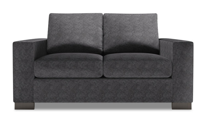 Made in Canada Customizable Sofa Lab Track  62\" Chenille Fabric Loveseat with Track Arms - Luxury Charcoal Grey