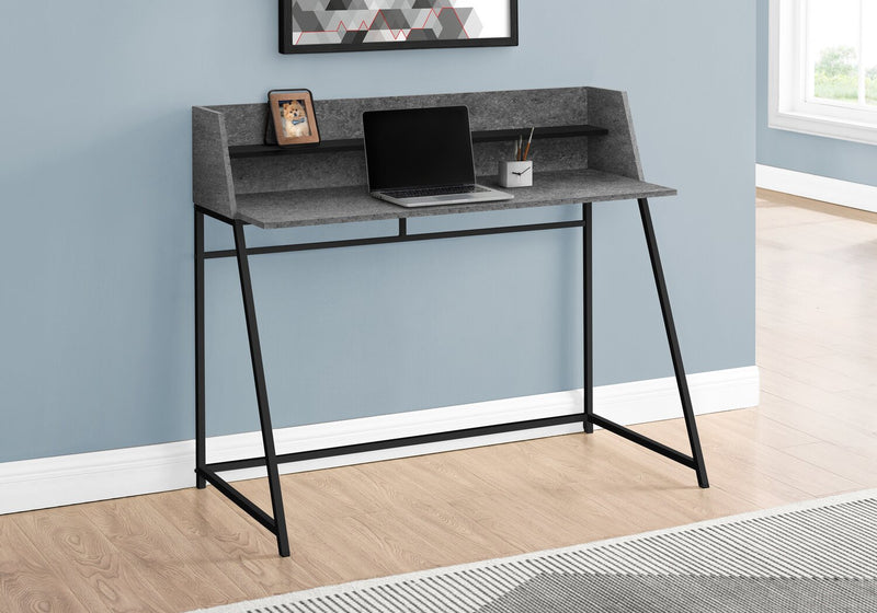 Lawson 47.25\" Office Desk with Small Hutch - Grey Stone-Look