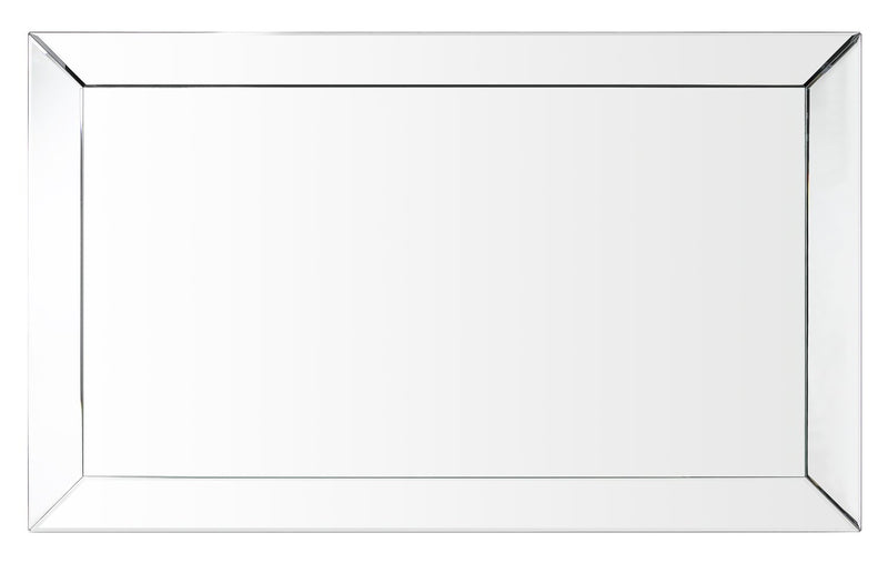 Berni 47.2\" Glam Mirror & Glass Top Coffee Table with Shelf - Silver Metal with Diamond Look Legs