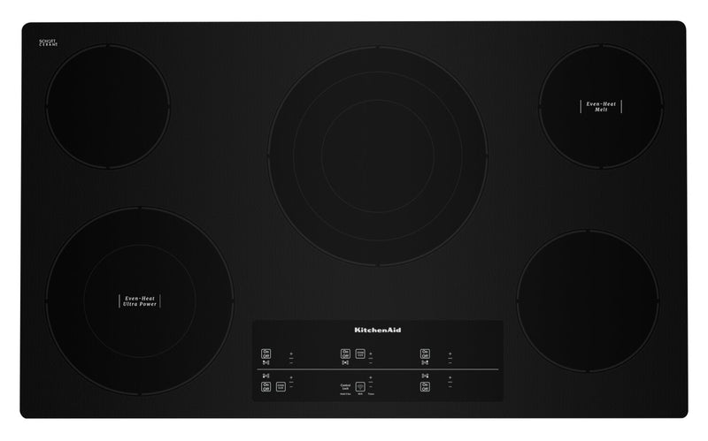 KitchenAid 36\" 5-Element Electric Cooktop - Black - KCES956KBL
