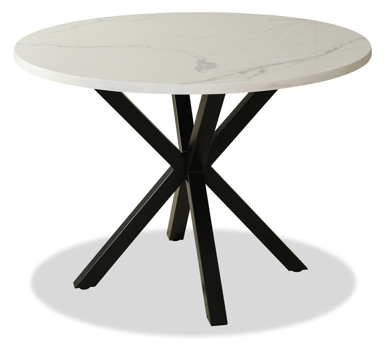 Verona 5pc Dining Set with Table & 4 Lexi Chairs, Culture Marbled Top, Metal, 42\"W Round - Blue