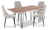 Miya 5pc Dining Set with Table & 4 Chairs, Live Edge, Acacia Wood, Metal, 60\"W - Grey