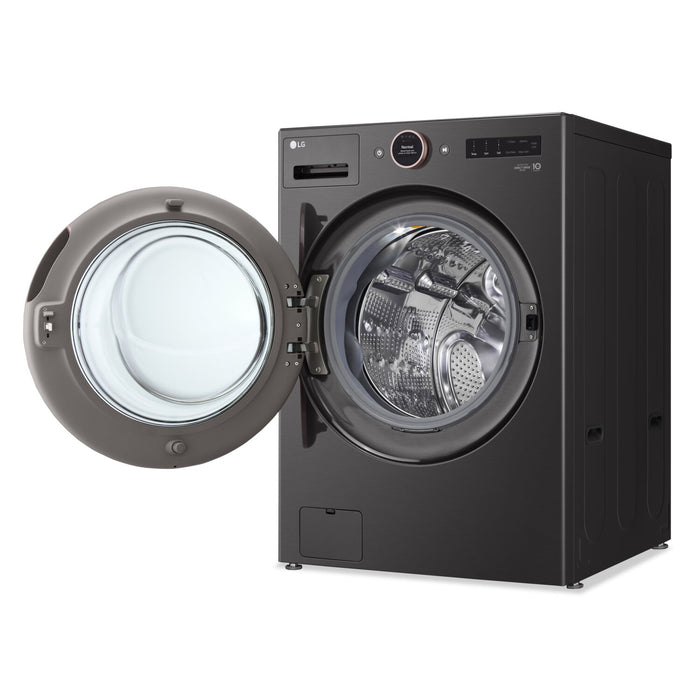 LG 5.8 Cu. Ft. Smart Front-Load High-Efficiency Steam Washer - Black Steel - Stackable - WM6500HBA