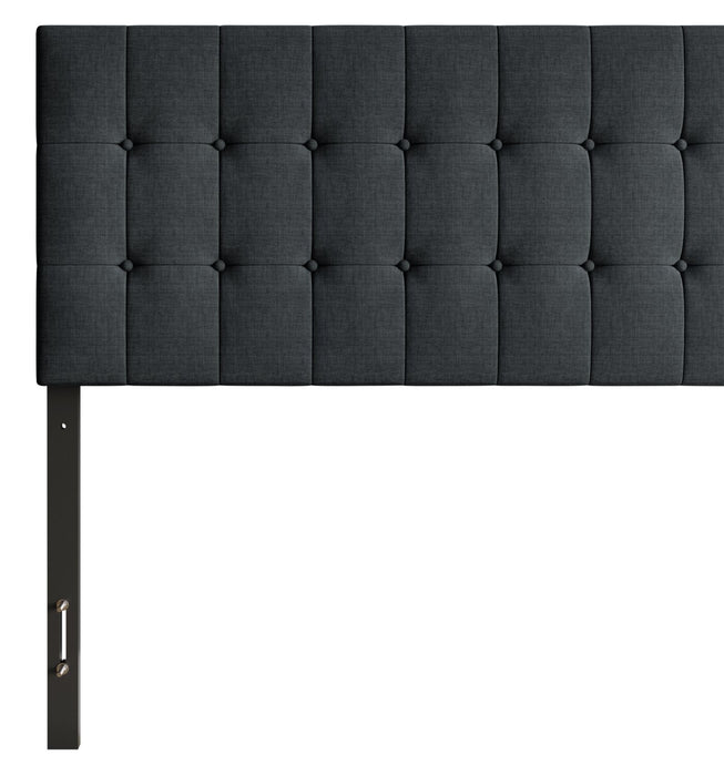 Ellis Upholstered Headboard in Charcoal Fabric, Button Tufted - Queen Size