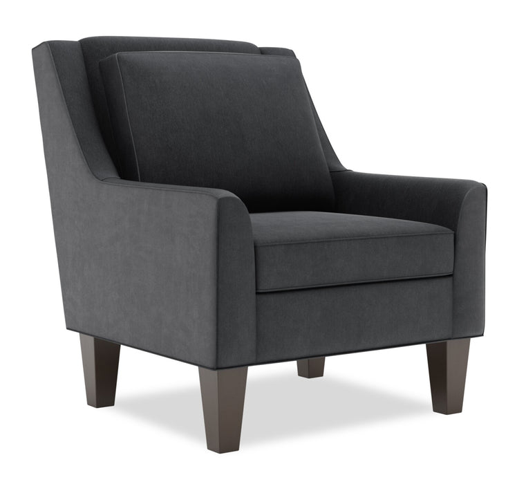 Made in Canada Sofa Lab Customizable 29\" Linen-Look Fabric Club Accent Chair with Wood Legs - Pax Pepper Grey