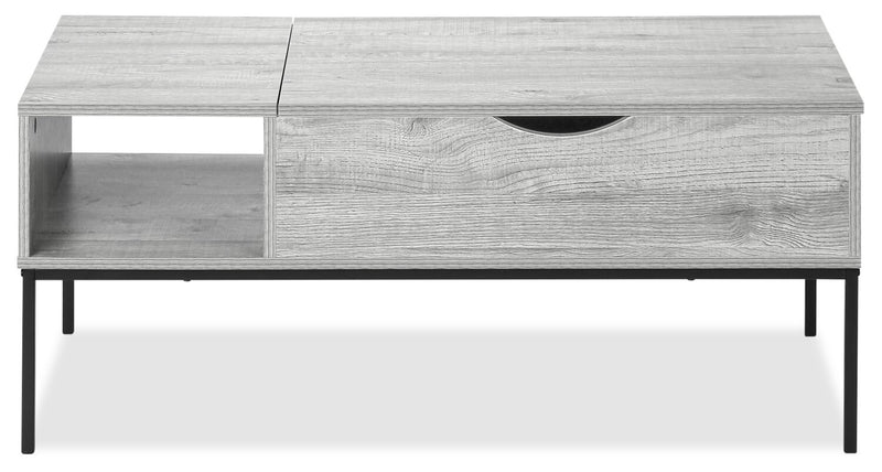 Bence 42\" Modern Lift Top Coffee Table with Storage - Taupe with Black Metal Legs
