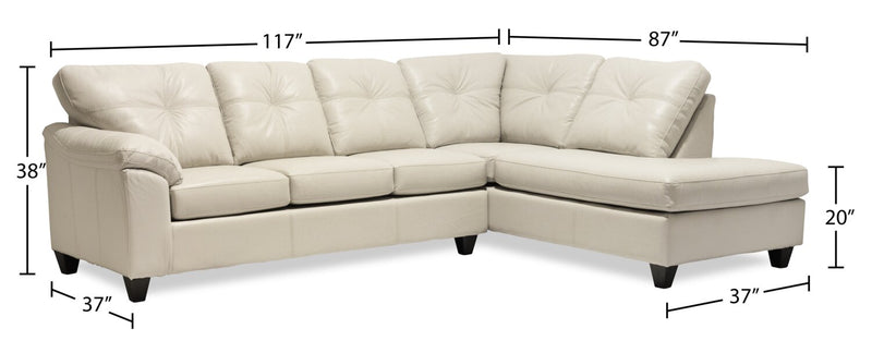 Made in Canada Addison 2-Piece Right-Facing Leather-Look Fabric Sectional with Removable Seat Cushions - Beige