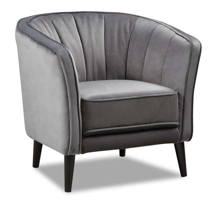 Brinley 29\" Velvet Fabric Accent Chair with Wood Legs - Grey