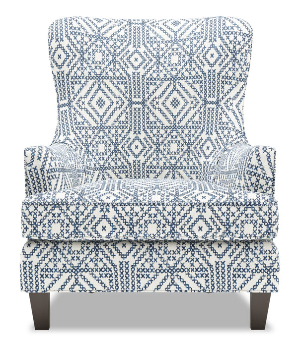 Made in Canada Sofa Lab Customizable Wingback 32\" Fabric Accent Chair - Ink Multicolour