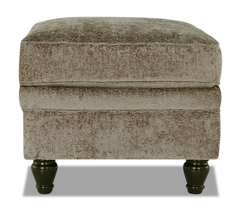 Made in Canada Bellmont 26\" Chenille Fabric Ottoman with Wood Legs - Toffee Brown