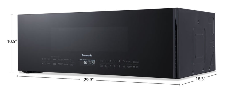 Panasonic 1.2 Cu. Ft. Over-the-Range Microwave with Low-Profile Design and Powerful Exhaust Fan - Smoke Black Glass - NNSG65NB