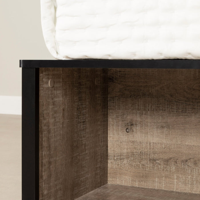 Everley Platform Bed Set with Panel Headboard, Built-in Storage & Baskets, Two-Tone - Full Size