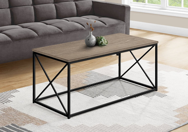 Millie 40.5\" Modern Coffee Table - Taupe with Black Metal Base