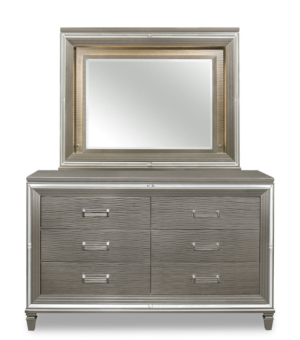 Max Bedroom Dresser Mirror with LED Light, Glam - Silver