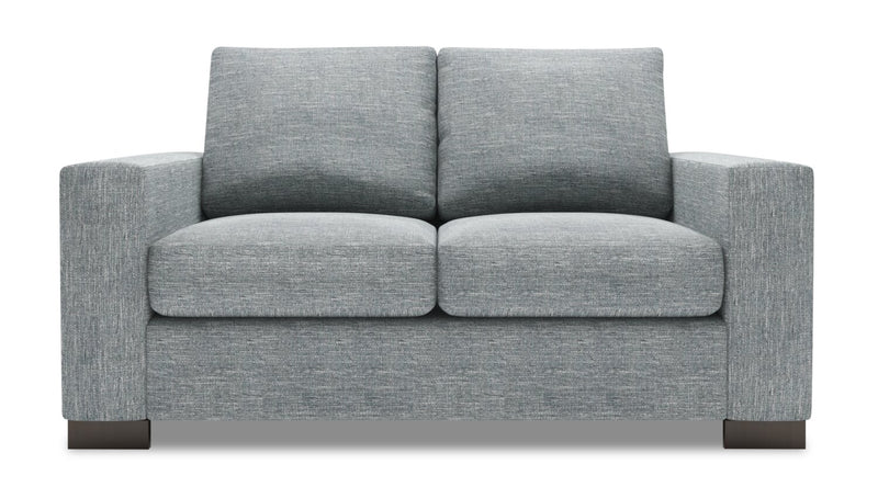 Made in Canada Customizable Sofa Lab Track  62\" Linen-Look Fabric Loveseat with Track Arms - Luna Pewter Grey