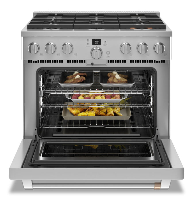 Cafe 6.2 Cu. Ft. Smart Gas Range with True European Convection and Self Clean Racks - Stainless Steel - CGY366P2TS1