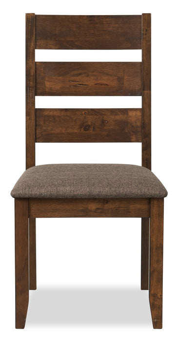 Plum Dining Chair with Polyester Fabric, Wood, Ladder-Back - Nutmeg Brown