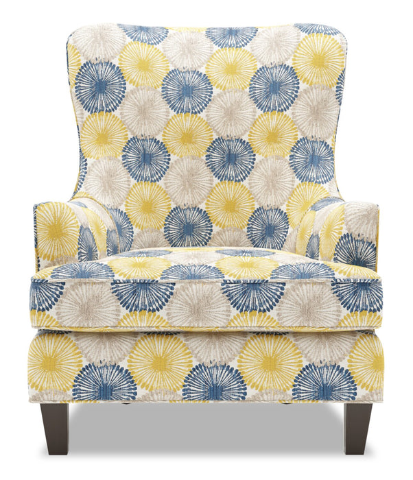 Made in Canada Sofa Lab Customizable Wingback 32\" Fabric Accent Chair - Sunshine Multicolour