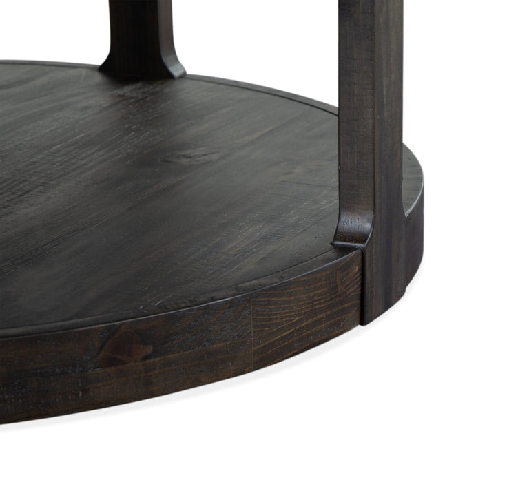 Axl 40\" Traditional Round Coffee Table with Shelf - Dark Grey-Brown Wood