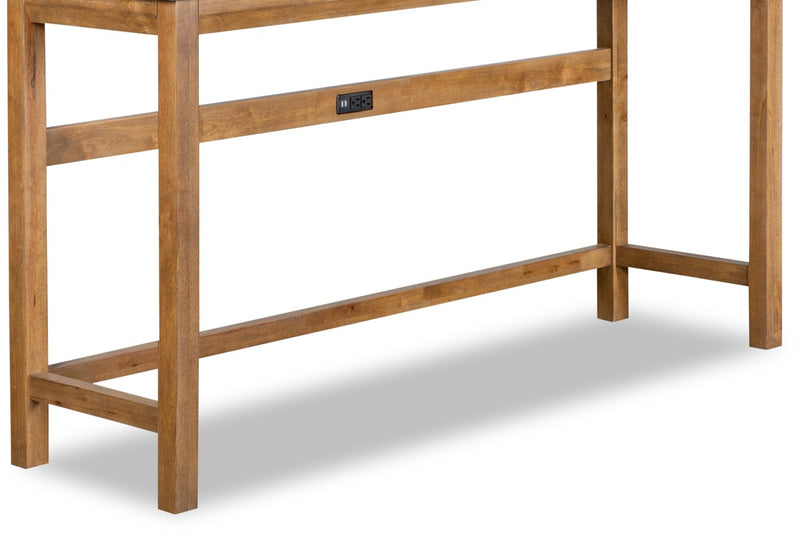 Rhett 66\" Modern Sofa Table with Shelf - Light Brown Oak