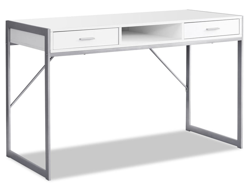 Xavier 48\" Office Desk with 2-Drawers & Cubby - White
