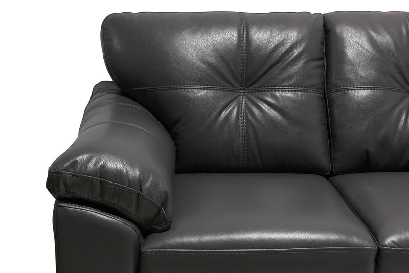 Made in Canada Addison 63\" Leather-Look Fabric Loveseat with Removable Seat Cushions and Tufting - Grey