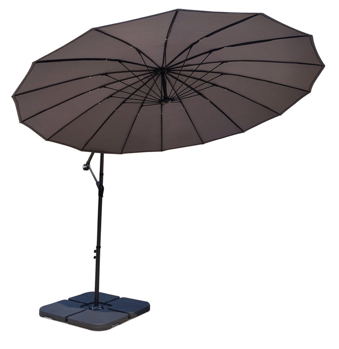 Outdoor Patio 4-Piece Umbrella Base - Weather Resistant Plastic, Universal Fit, Water or Sand Fill Base - Black
