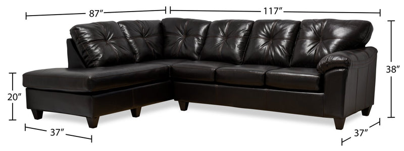 Made in Canada Addison 2-Piece Left-Facing Leather-Look Fabric Sectional with Removable Seat Cushions - Blackberry
