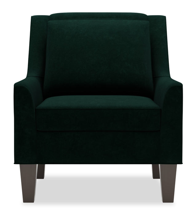 Made in Canada Sofa Lab Customizable Club 29\" Velvet Fabric Accent Chair with Wood Legs - Hunter Green