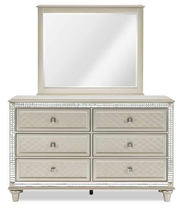 Tyra Bedroom 6-Drawer Dresser, 60.3\"W x 38.5\"H, Glam - Champagne
