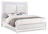 ["Ava Panel Bed with Headboard & Frame, LED, Glam, White - King Size"]