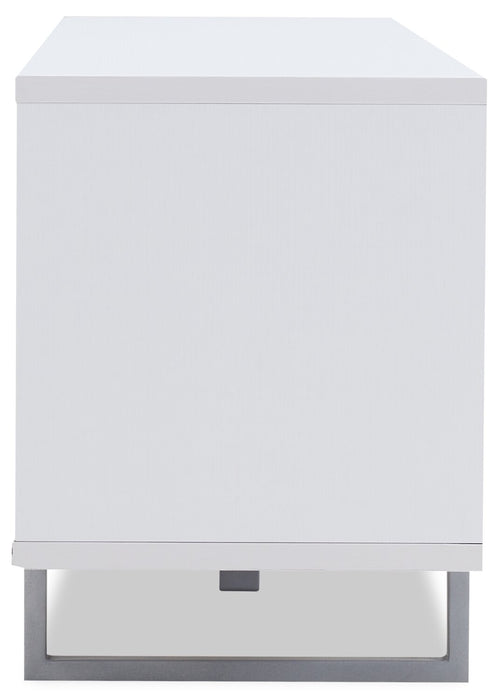 Amelia 89\" x 15.5\" Modern TV Stand with Storage and Cable Management for TVs up to 100\"- White & Black Two Tone