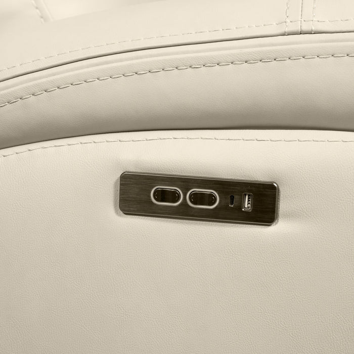 Scott Living Prescott 88.5\" Genuine Leather Power Reclining Sofa with Power Headrests - Platinum Grey