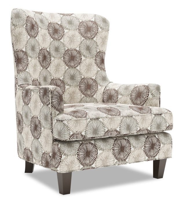 Made in Canada Sofa Lab Customizable Wingback 32\" Fabric Accent Chair - Stone Multicolour