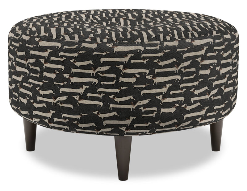 Made in Canada Customizable Sofa Lab The Curve 31\" Fabric Ottoman - Peppercorn Multicolour
