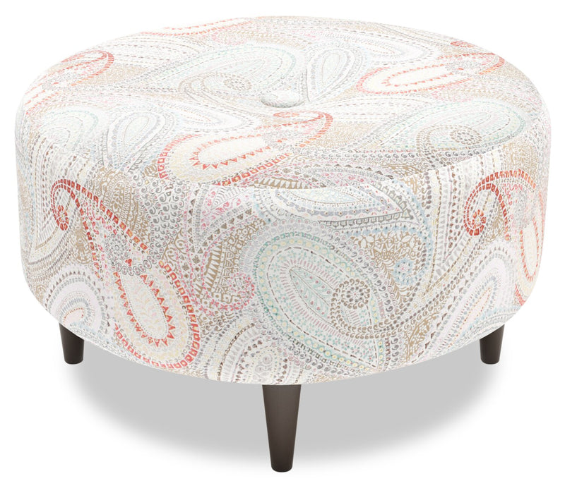 Made in Canada Customizable Sofa Lab The Curve 31\" Fabric Ottoman - Eden Multicolour