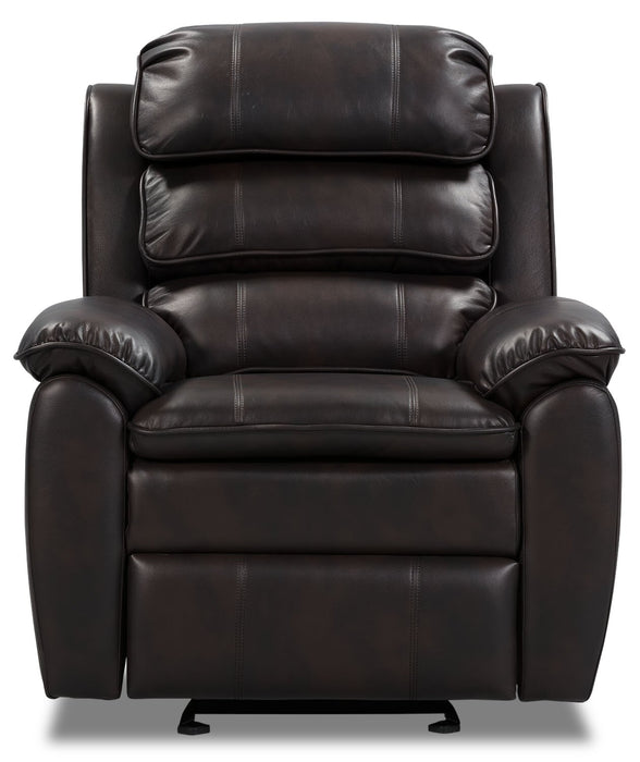 Adam 34.45\" Brown Leather-Look Fabric Glider Reclining Chair